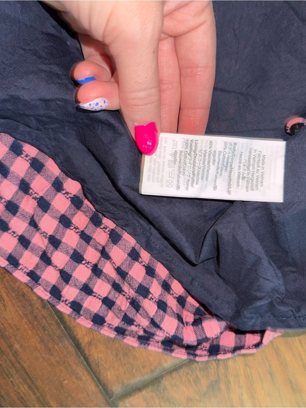 Madewell Burgundy and Black Gingham Tiered Mini Dress - Picture 6 of 6